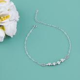 925 Sterling Silver Beaded Charm Anklet for Women